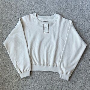 HDYWT Luxe Crewneck Sweatshirt Oversized Mid-Length Oatmeal Cozy Pullover S/M